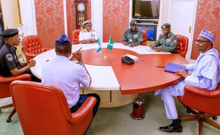 National Security Adviser (NSA), Gen. Babagana Monguno Absent as Buhari Meets Service Chiefs