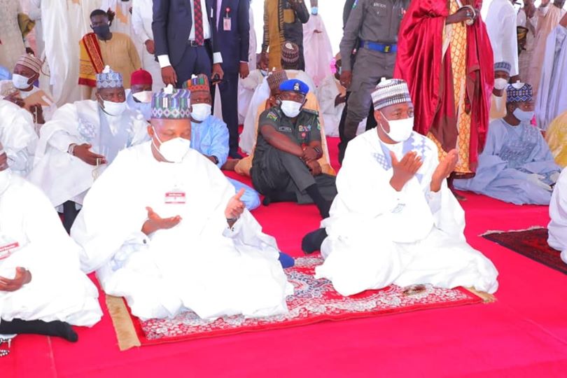 Zulum, Shettima attend Eid in Maiduguri,calls for unity amongst citizens with prayers for end to COVID-19.