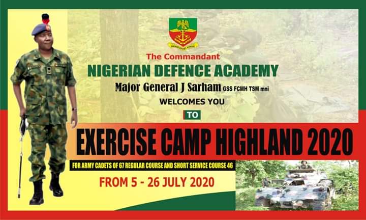 NDA Cardets to Commence Exercise Camp Highland 2020 in Plateau & Kaduna States from 5th-25th July