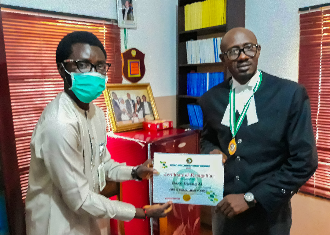 Barr. Gyang Zi Bags Icon of Humanitarian Service Award from National Youth Liberation For Good Governance
