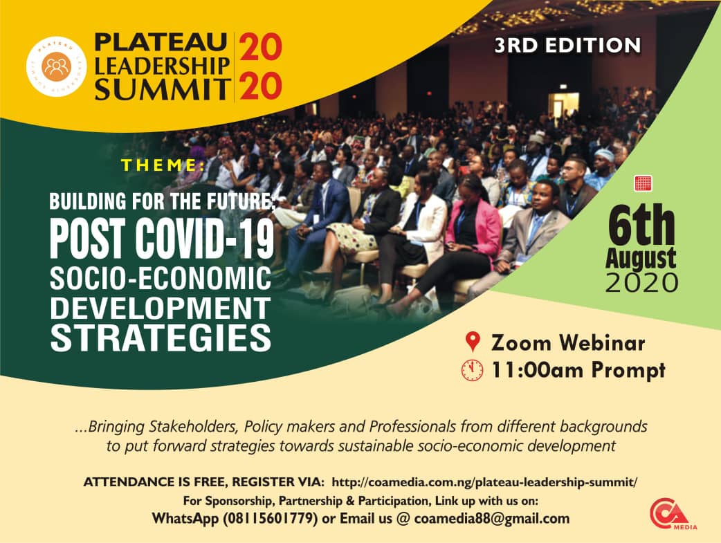 3rd Edition of Plateau Leadership Summit to Hold on 6th August, 2020