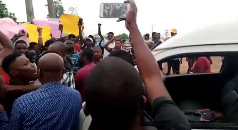 Students of OGITECH shutdown school after the death of colleague in school clinic.