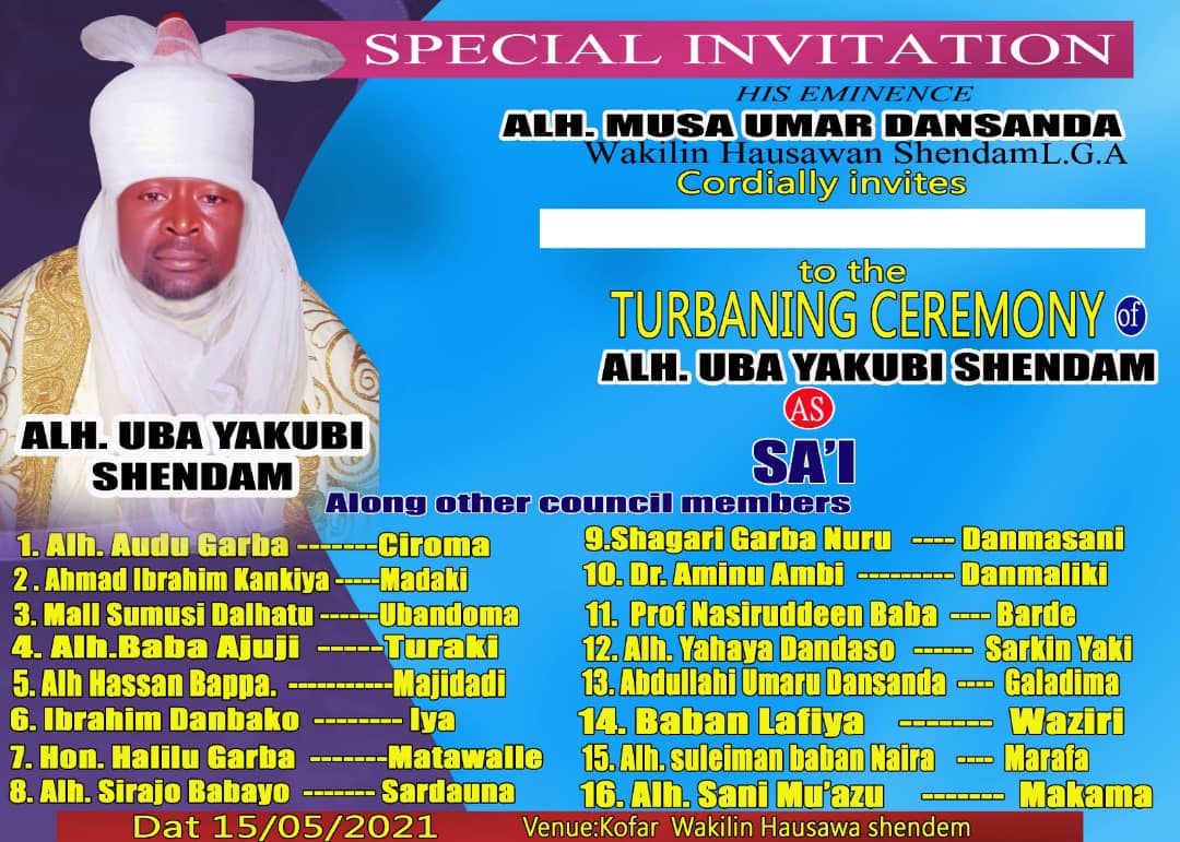 Purported Turbaning Ceremony in Shendam LGA: A Call for Calm, Restrain and Understanding