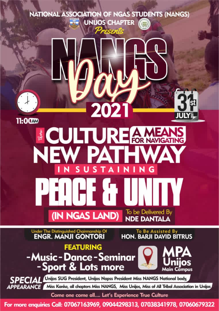 NANGS Unijos Annual Cultural Day: Culture, a Means and Tool for Navigating New Pathway for Sustaining Peace, Unity and Development”- Nde Dantala Dewan