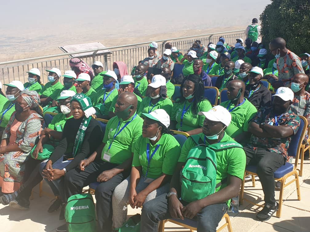 Nigerians pilgrims prays for Peace and Development of Nigeria at Mount Nebo in Jordan