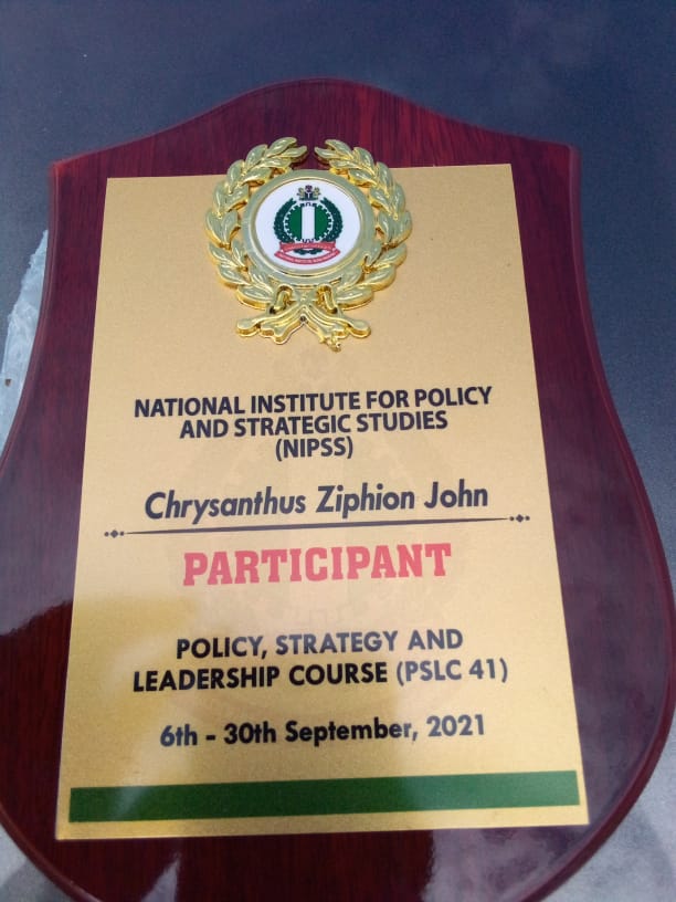 JUST IN – ZIPHION BAGS CERTIFICATE IN POLICY, STRATEGY AND LEADERSHIP AT NIPSS KURU