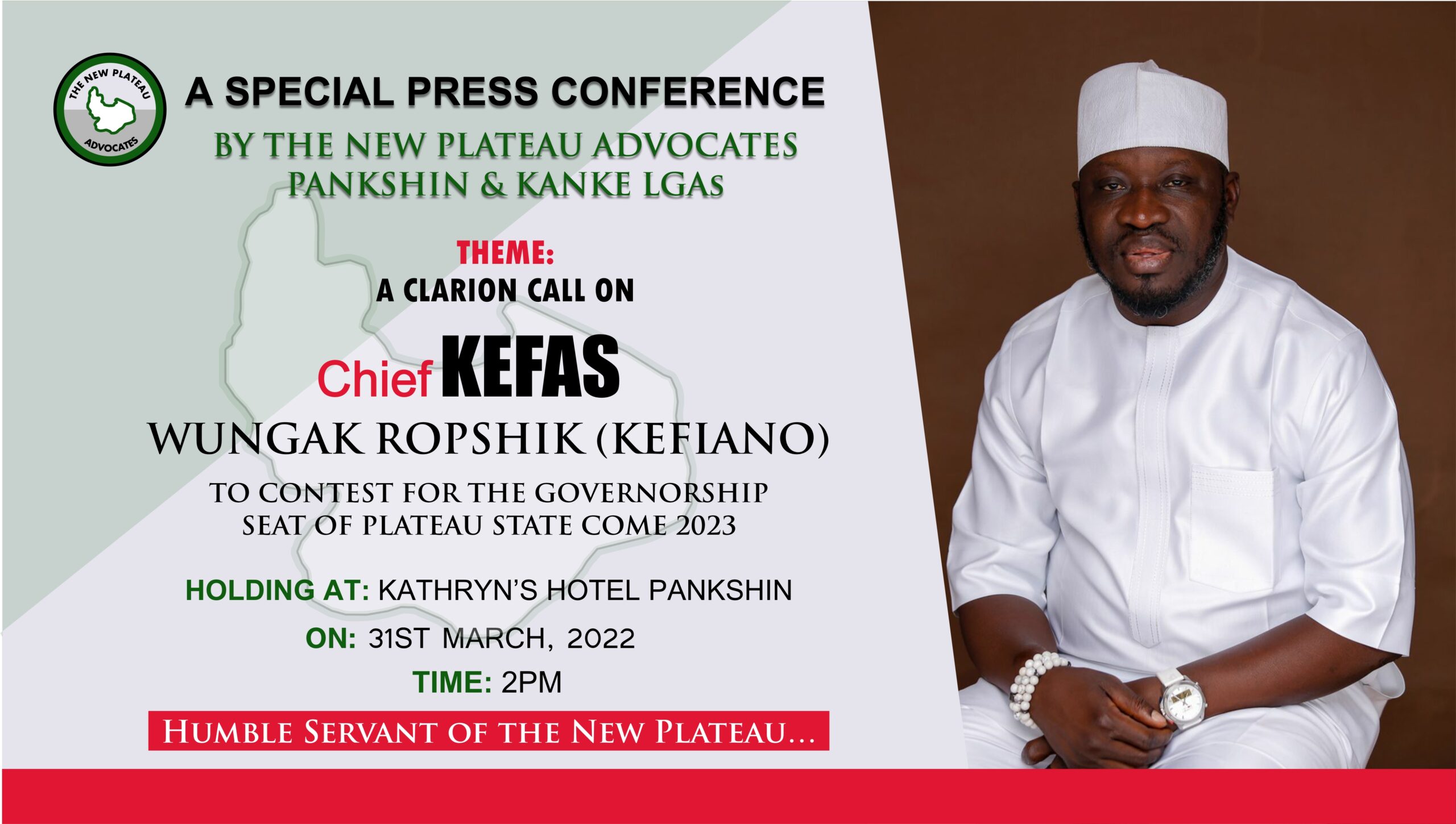 Plateau 2023: Group Prevails on Chief Kefas Ropshik “Kefiano” to Contest for Governorship