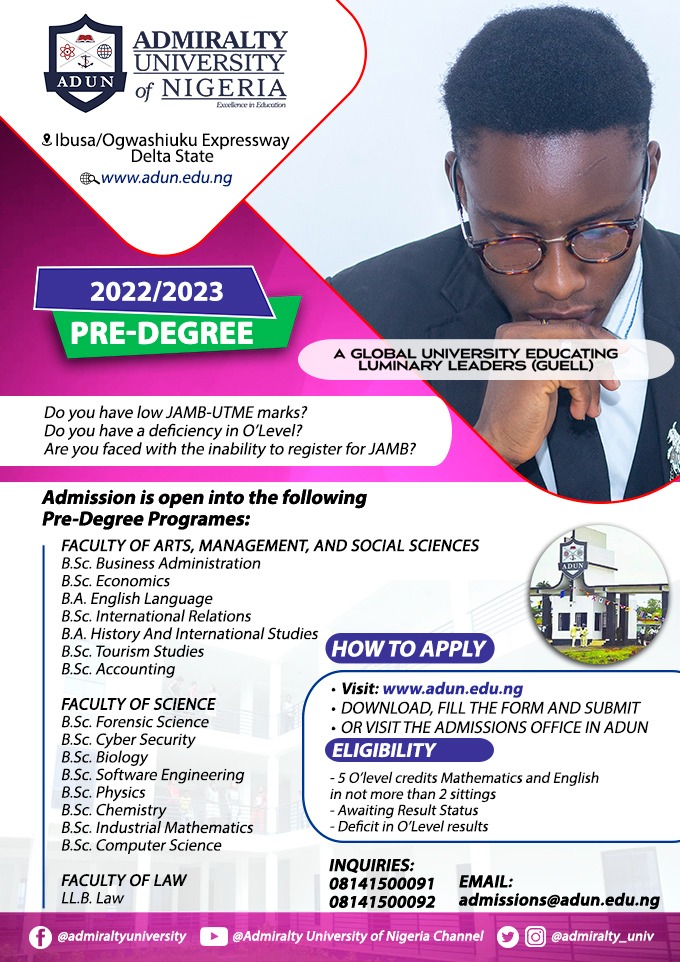 Admiralty University of Nigeria Enrol Prospective Students in its Pre-Degree Programme
