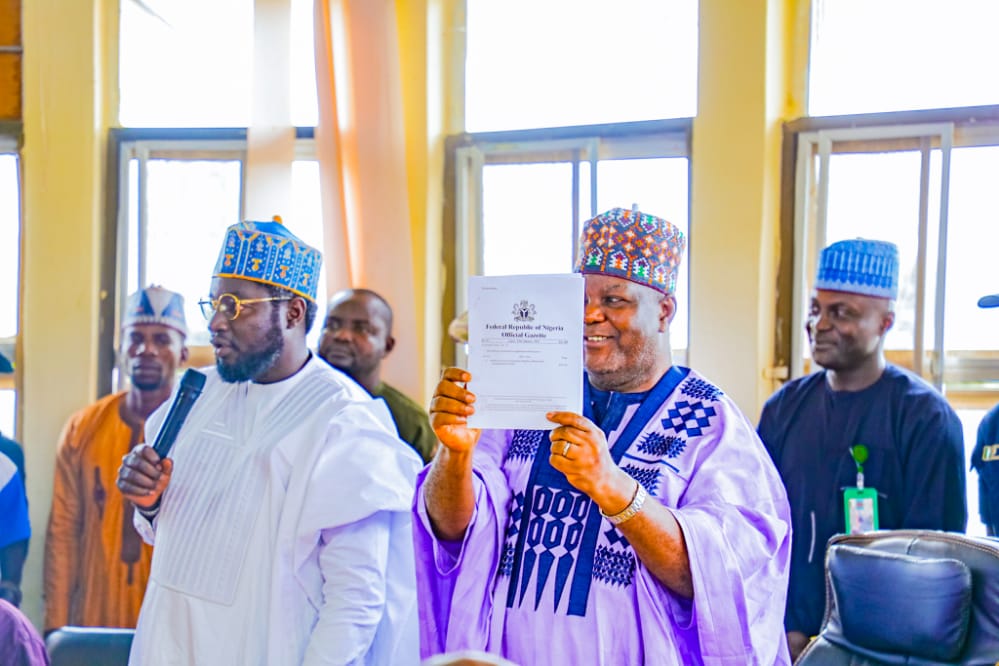 Reps. member Gagdi, presents the gazette of the new Federal University of Education Pankshin…