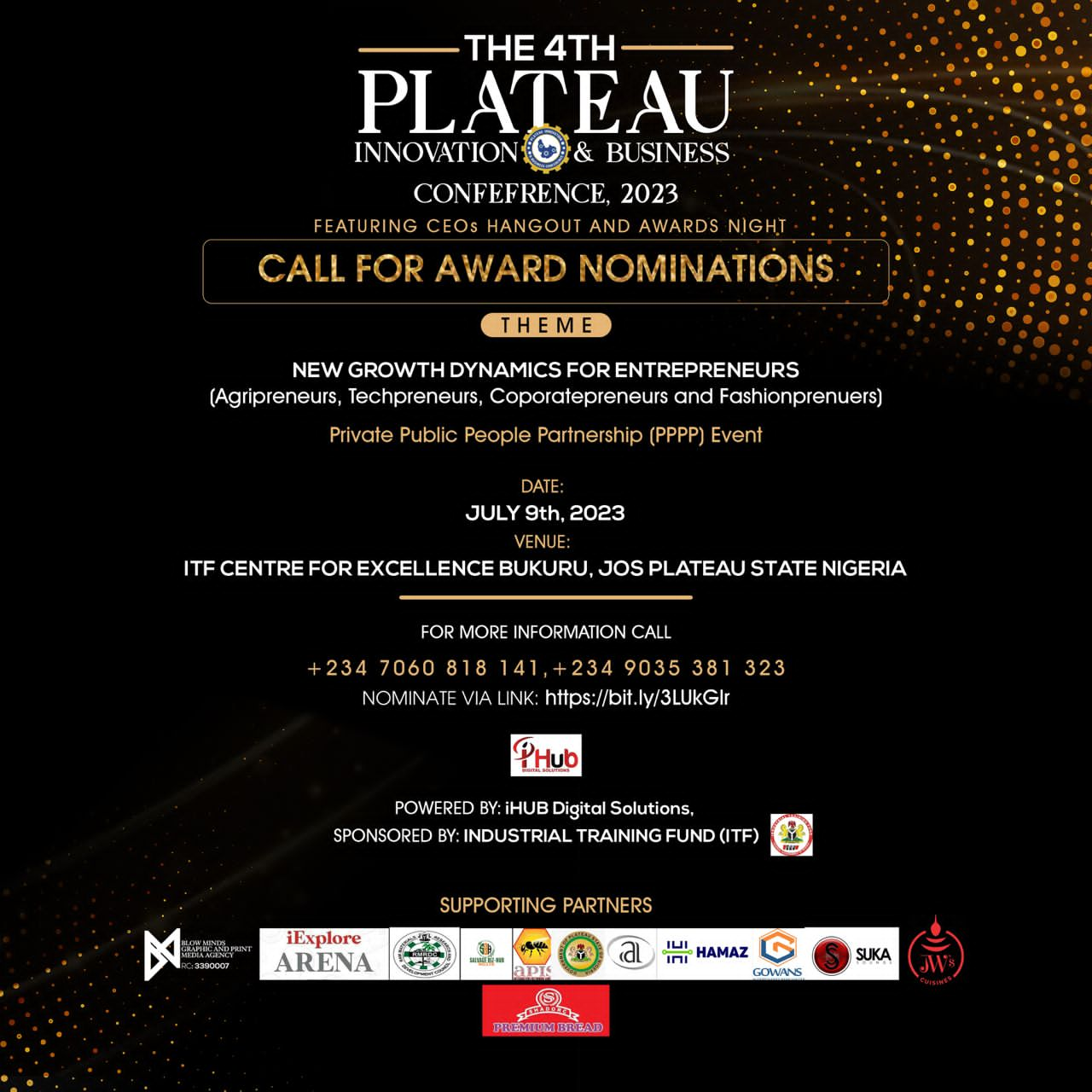 iHUB Digital Solutions to Hold 4th PLATEAU INNOVATION AND BUSINESS CONFERENCE (PIBC) 2023 Ft CEOs Hangout and Awards Night