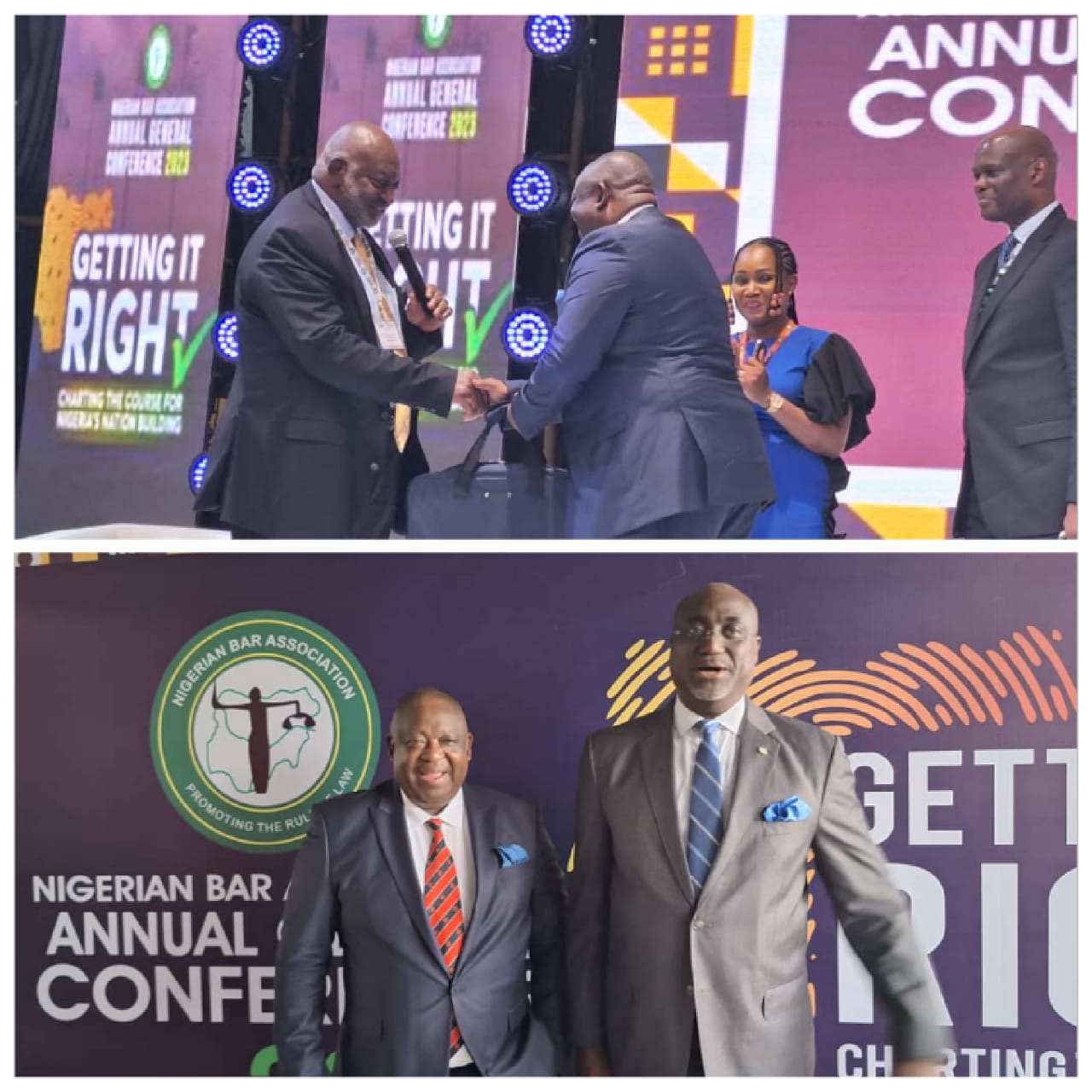 MANGU TIC CHAIRMAN HON. ARTU CONGRATULATES GOVERNOR MUTFWANG OVER HIS EMERGENCE AS NBA AMBASSADOR AT THE ONGOING 2023 ANNUAL GENERAL CONFERENCE OF NBA.