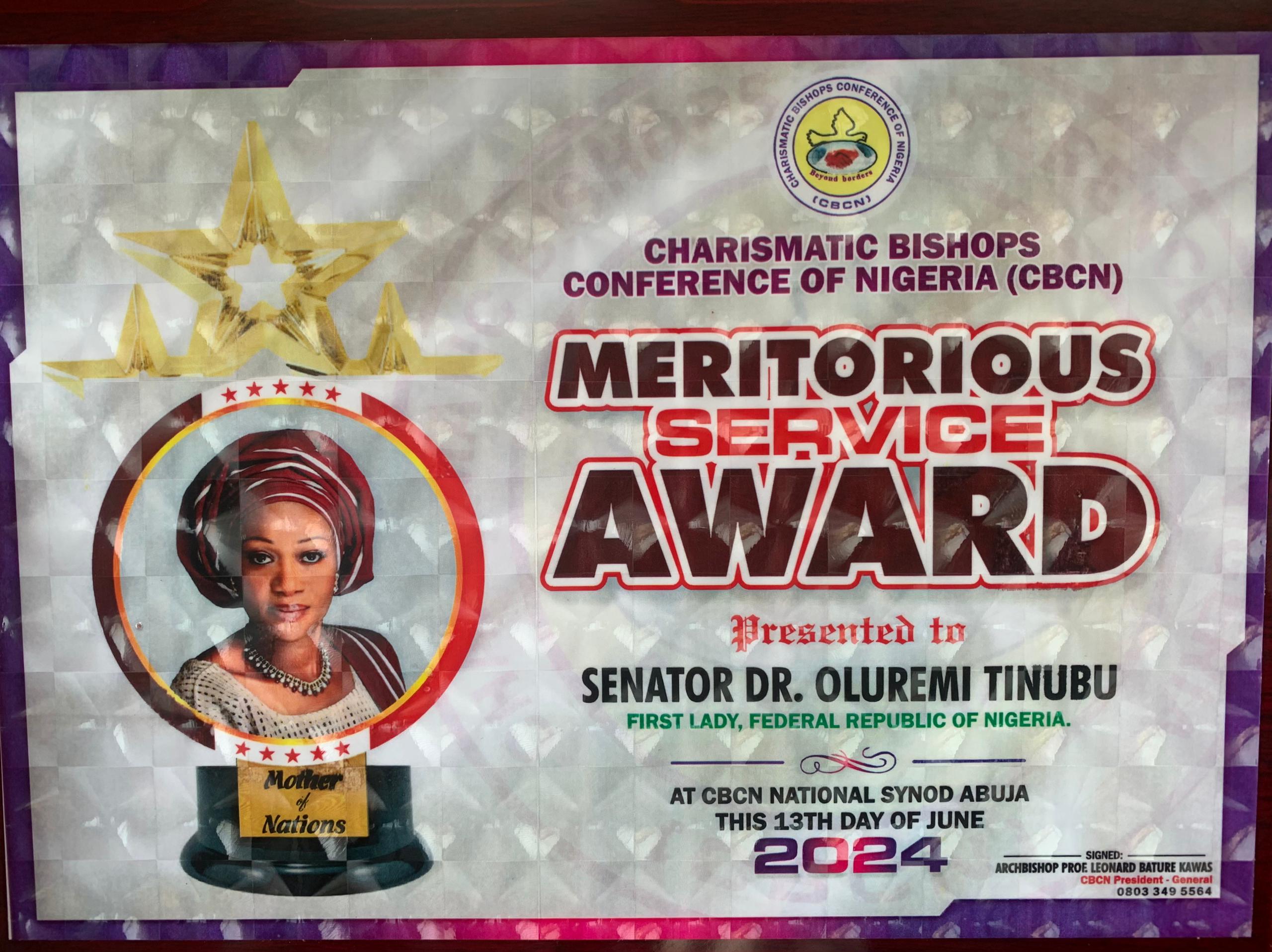 Nigeria’s First Lady, NCPC Boss Receive Meritorious Service Award