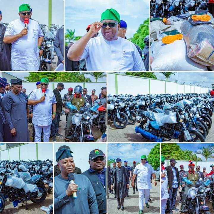 Gov. Mutfwang Donate Motorcycles, Raincoats and Rain Boots to Security Agencies in Plateau State