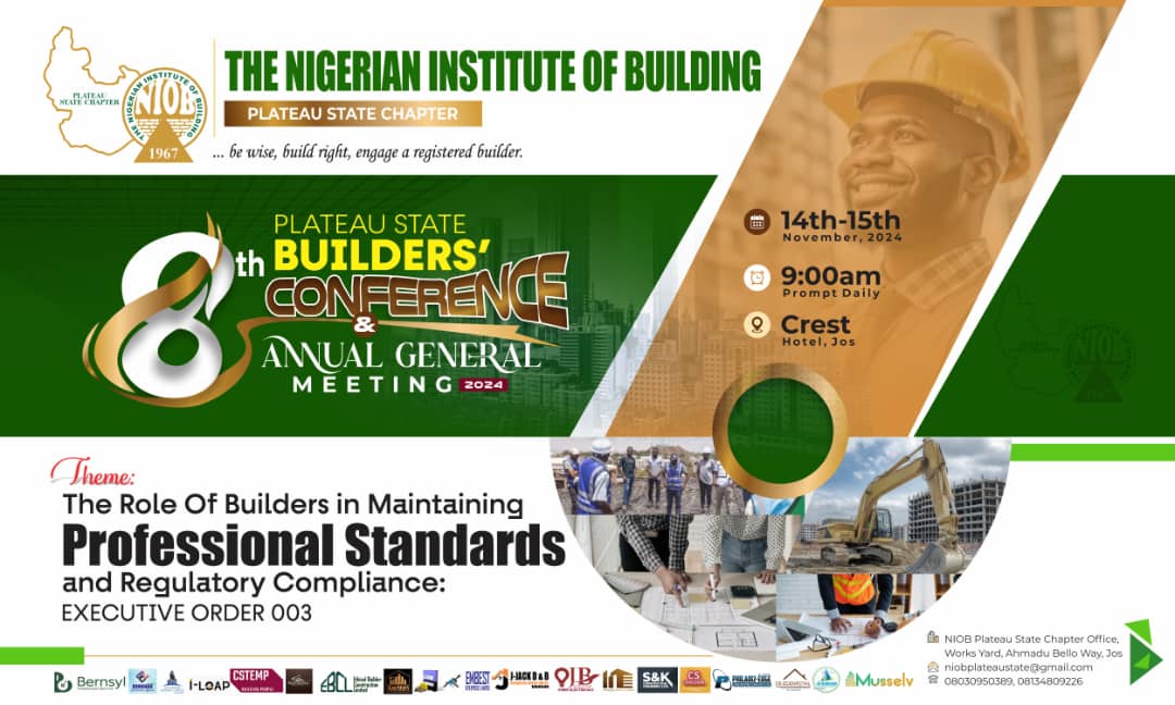 Nigerian Institute of Building (NIOB) adopts new Bye-Law, other critical decisions at the end of 8th Conference & AGM in Jos